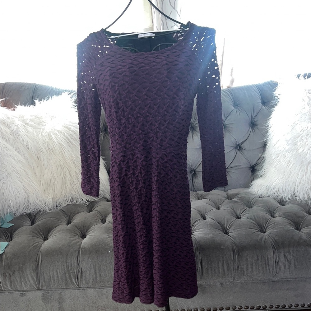 New York & Company Deep Purple Long Sleeve Dress